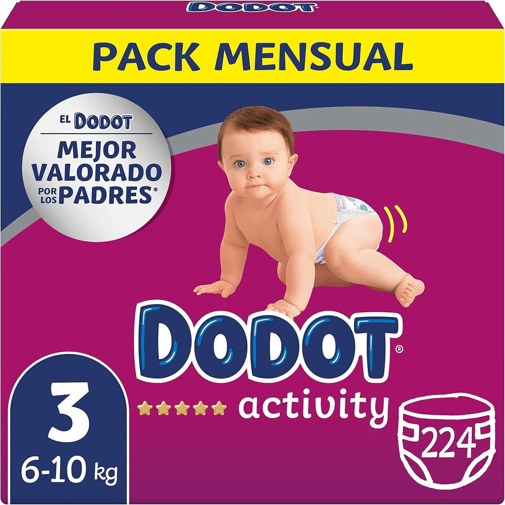 Dodot Activity pelenkák csecsemőknek, 3-as méret (6-10 kg), 224-es pelenkák, erős szabású anya és baba bababolttal