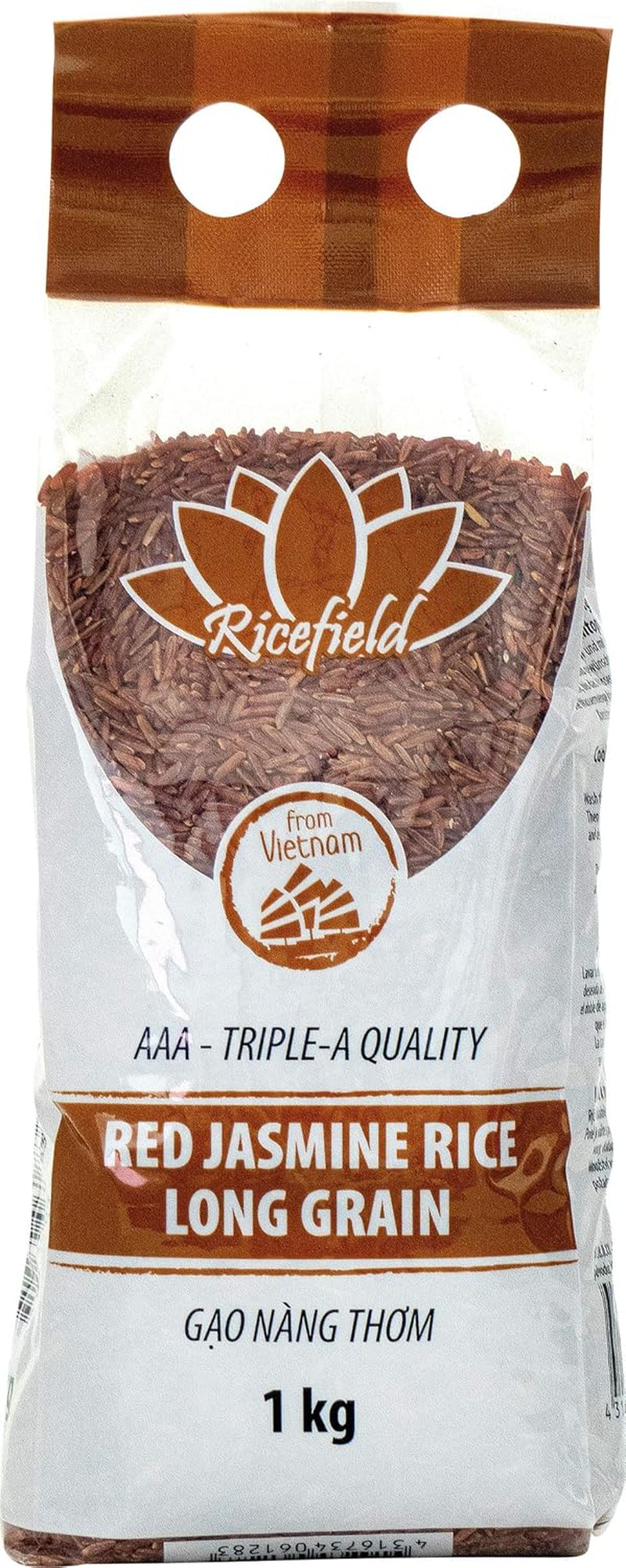 Orez RICEFIELD Jasmine, roșu, bob lung, 1 kg
