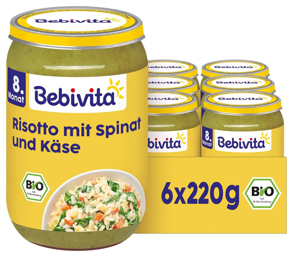 Étkezés 8 hónapos kortól: Rizottó sajttal és spenóttal, 220g, 6db-os kiszerelés (6x220g)