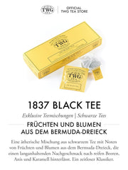 TWG Tea | 1837 Black Tea | Ceai negru | Fructe și flori | 15 pliculețe de ceai cusute manual din bumbac | Set cadou