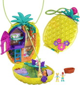 Polly Pocket GKJ64 - Hordozható ananász zsebdoboz 8 szórakoztató funkcióval, Polly és Purple babákkal, 2 kiegészítővel és matricalappal; játék 4 éves kortól Naty Shop Dolls Ananásztáska