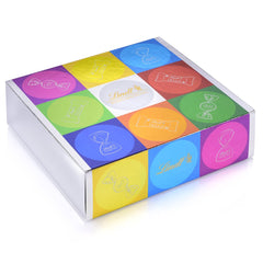 Csokoládé szortiment (37 LINDOR golyó, 24 Hello Mini rúd, 10 Mini Fioretto), csokoládé ajándék (1 x 815 g) és HELLO Mini Emoti, tejcsokoládé 5 hangulatjeles kivitelben, 164 g