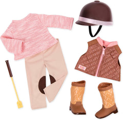 Our Generation - Riding In Style - Reitsport-Outfit - Reitaccessoires - 46 cm Puppenkleidung - Vorgetäuschtes Spiel - Spielzeug für Kinder ab 3 Jahren