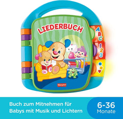 Fisher-Price distracție de învățare, carte de cântece, carte de muzică pentru copii, jucărie muzicală pentru copii, carte electronică pentru copii, de la 6 luni, versiune germană, CDH40 Jucarii Bebe Naty Shop