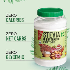 Stevia + Erythrit 1:3 Süßstoff | 1G = 3G Zucker | 100% Natürlicher Zuckerersatz - 0 Kalorien - 0 Glykämischer Index - Keto Und Paleo - 0 Netto-Kohlenhydrate - Kein GVO - Castello since 1907-1 Kg Indulcitori Naty Shop
