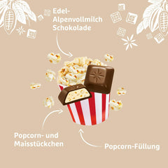 Floricele de porumb Schogetten 1 tabletă de ciocolată x 100g, ciocolată cu lapte cu floricele de porumb și bucăți de porumb, bucăți individuale practice. O delicatesă. Bucată cu bucată.