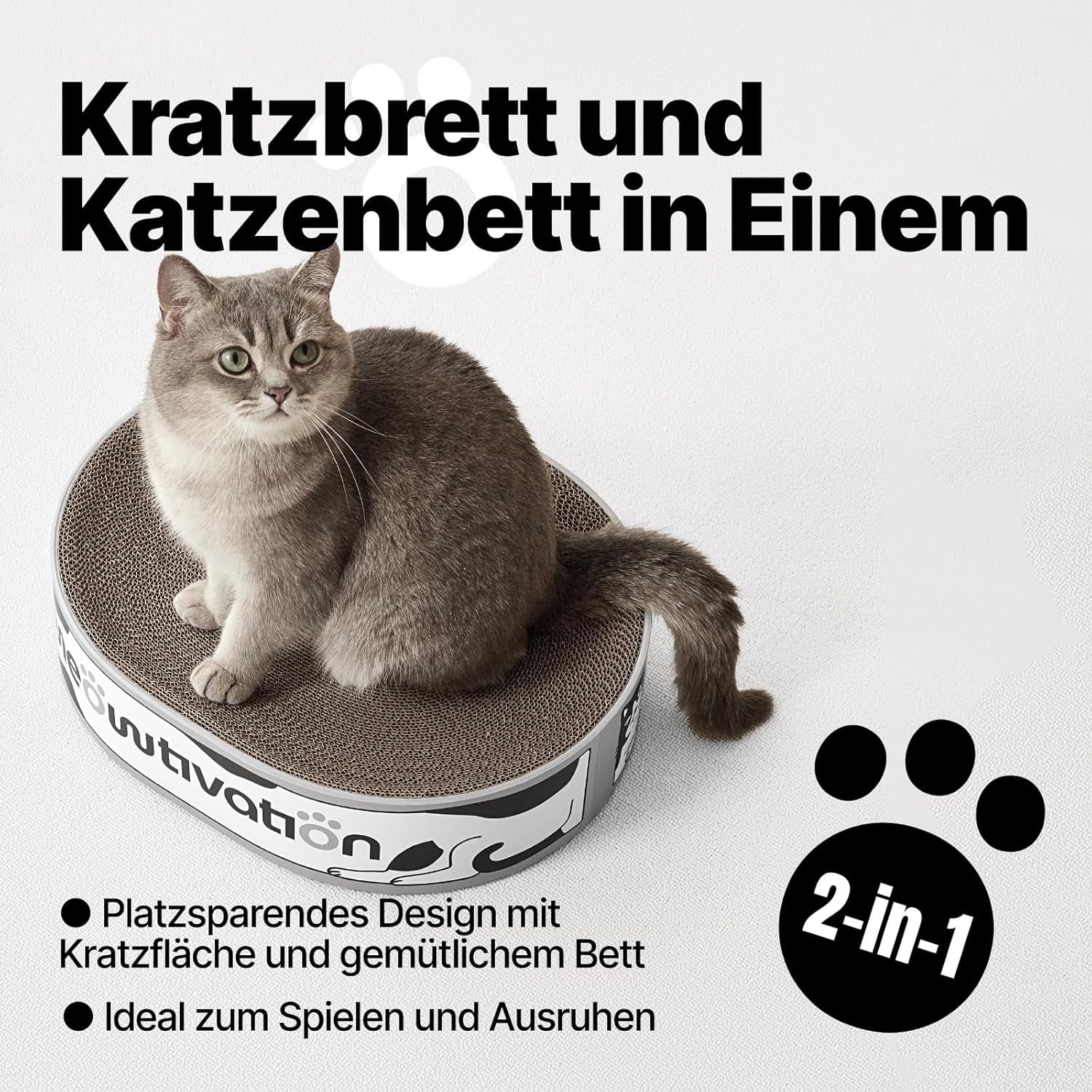 Pat de zgâriat pentru pisici - Placă de zgâriat de 42 cm din carton ondulat 100% reciclat, Pat pentru pisici mari cu catnip natural, Accesoriu robust pentru pisici mici și mijlocii, Pat de zgâriat pentru pisici