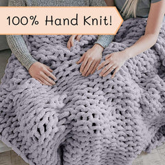 Vaskos kötött takaró, díszdoboz, 100% kézi kötött jumbo zsenília fonallal (127 X 152,4 cm, lila szürke) Ágyak és takarók Adyrescia