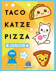 Albastru Portocaliu, Taco Cat Pizza Junior, joc pentru copii, joc de cărți, nominalizat la Jocul Anului pentru Copii 2024, 2-6 jucători, vârste 4+, 5 minute, germană