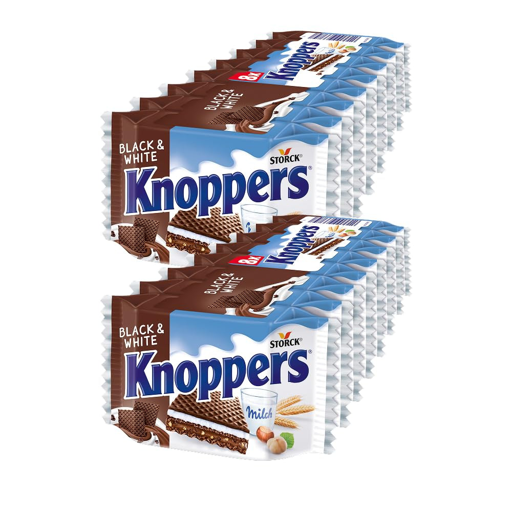 Fekete-fehér – 2 x 200g (2 x 8 db) – Sötétkakaós ostyával töltött ostyaszeletek, fekete tésztadarabok, tej és nugátkrém
