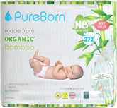 Pureborn Eco organikus bambusz pelenkák, újszülött méretű (5 kg-ig), környezetbarát, hipoallergén, ultrapuha, nedvességjelző, különféle minták, anya és baba bababolt újszülött (272 db)