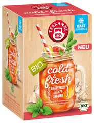 Teekanne Cold & Fresh BIO 4Er Mix - Cu noile sortimente lămâie-mentă, piersică-maracuja, portocală-rozmarin, grapefruit-mentă-ghimbir (4 X 45G)