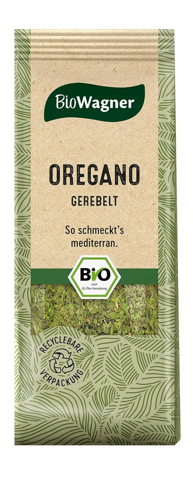 BioWagner - Bio Oregano Gerebelt | Mediterrán jegyek pizzához, tésztafélékhez oder Fleischgerichte | naturbelassen Bio-Zutaten | újrahasznosítható Verpackung | 10 g