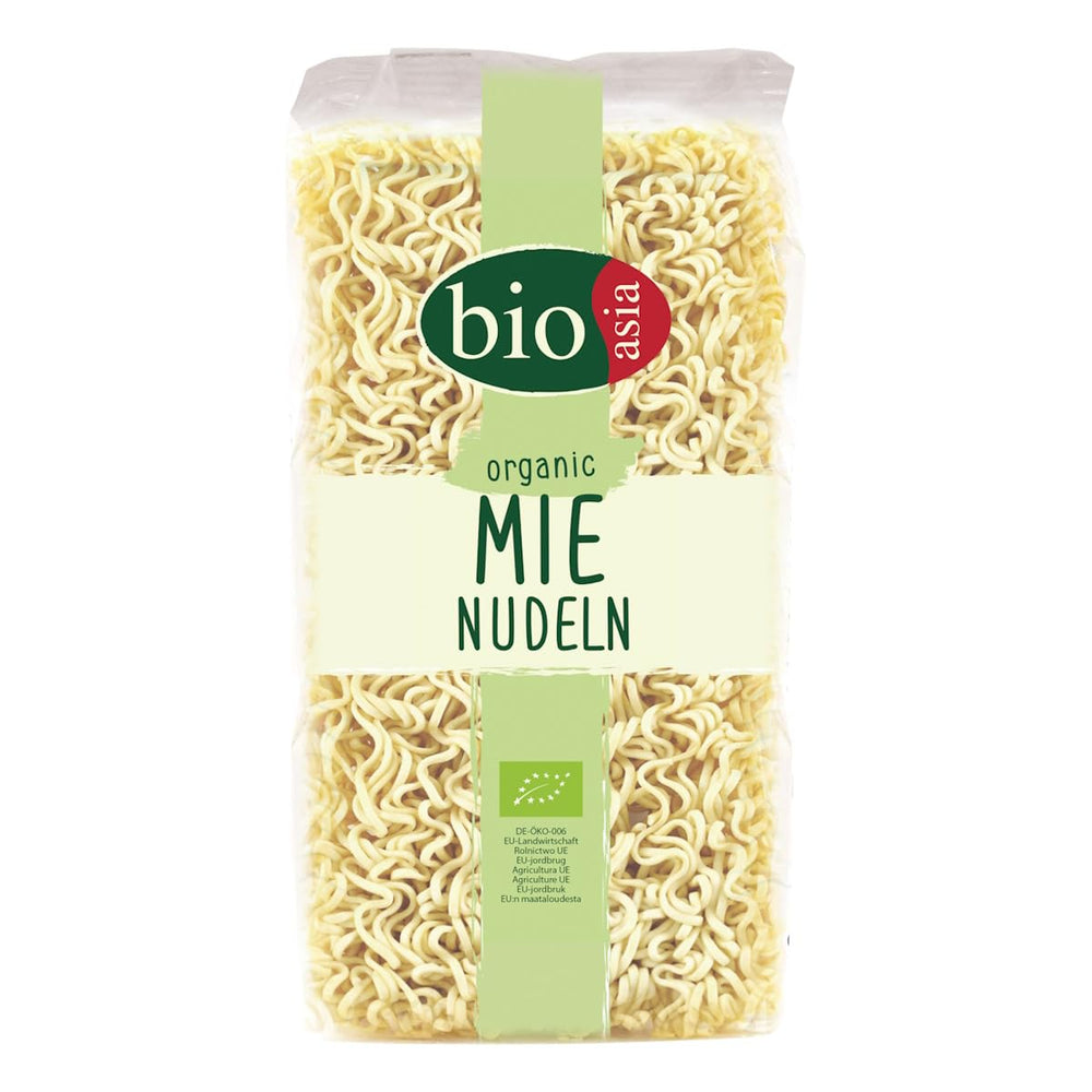 BIOASIA Organic Mie Noodles, búzatészta tojás nélkül, gyorsan és egyszerűen elkészíthető, vegetáriánus (8 x 250 g)