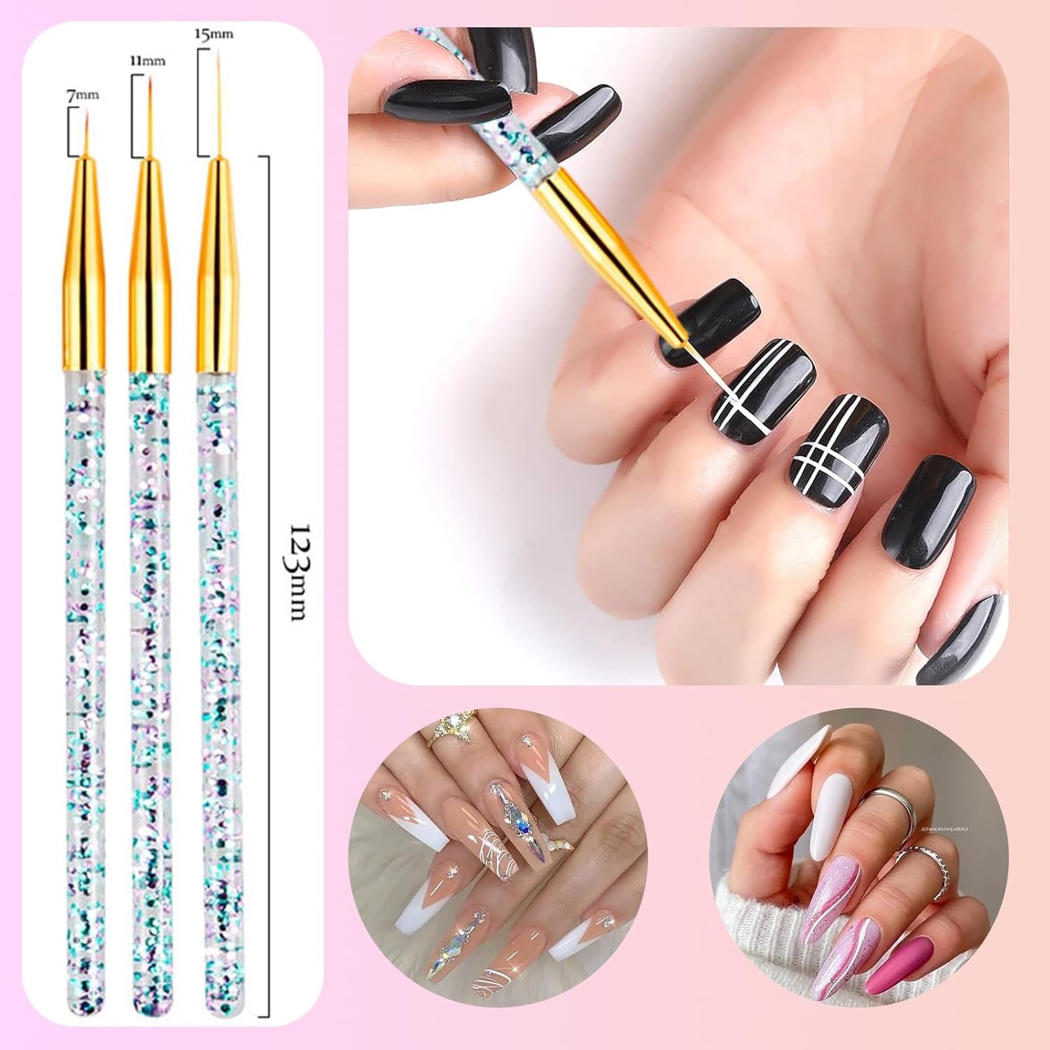 31 Stück Professionelle Nagel Pinsel Set, Dual-Ended Nagelpinsel,Pinsel Für Gelnägel,Acryl Nail Art Pen,Nail Art Dotting Tools,Nail Brush Für DIY Nagelkunst Salon Design
