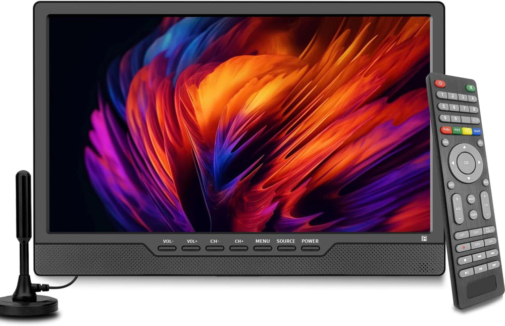 Televizor LED HD de 14 inch, televizor mic cu intrare HDMI, tuner digital încorporat/HDMI/USB/DC-12IN pentru dormitor, bucătărie, rulotă – telecomandă inclusă