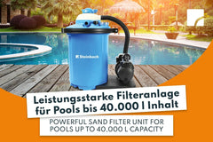Sistem de filtrare Steinbach Comfort 75 – 040100 – Pompă autoamorsantă pentru piscine de până la 40.000 l – Cu prefiltru, manometru, temporizator și afișaj LED – Include adaptor special INTEX de 2"