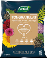 Westland Clay Granules, 5 L - Granulátum növények számára, ideális hidroponikához, vízelvezető szubsztrátumhoz vegyi adalékok nélkül, beltéri és kültéri használatra