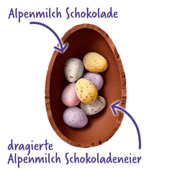 Milkshake Me Egg – alpesi tejcsokoládéból készült mini színes tojásokkal töltött csokoládé tojás – 97g