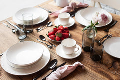 Seria MÄSER Felise, serviciu elegant de cafea pentru 6 persoane, atemporal, cu margine neagră, porțelan, alb