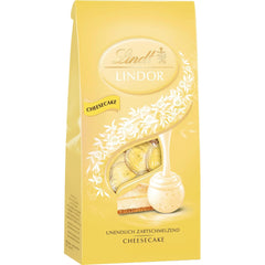 Lindt csokoládé | LINDOR tasakok sajttortához | 137g | 10 db tejcsokoládé golyó szájban olvadó sajttorta töltelékkel | Csokoládé ajándék