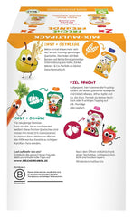 FRECHE FREUNDE Organic Mix gyűjtőcsomagolásban összenyomható tasakban - Gyümölcs + Gabonafélék, Gyümölcspüré gabonafélékkel kinyomható tasakban 6 hónapos kortól babáknak, vegán, 3, 3 x (4 x 100 g) kiszerelés
