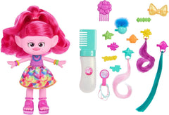Mattel DREAMWORKS TROLLS Together Strong - păpușă de modă Hair-Tastic Queen Poppy - 15+ accesorii, pieptene cu sclipici, gel cu sclipici lavabil, pentru copii cu vârsta peste 3 ani, HNF25 Papusi Naty Shop Regina Poppy