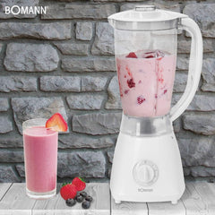 Bomann 378 CB univerzális keverő Zum Pürieren, Schlagen, Zerkleinern, Shaken Und Mixen, Ice Crush-Funktion, Kraftvoller 500 Watt-Motor, Abnehmbarer Mixbehälter Mit 1,5 Liter, Edelstahlmesser, Weiß Kitchen37ty8, CB UM