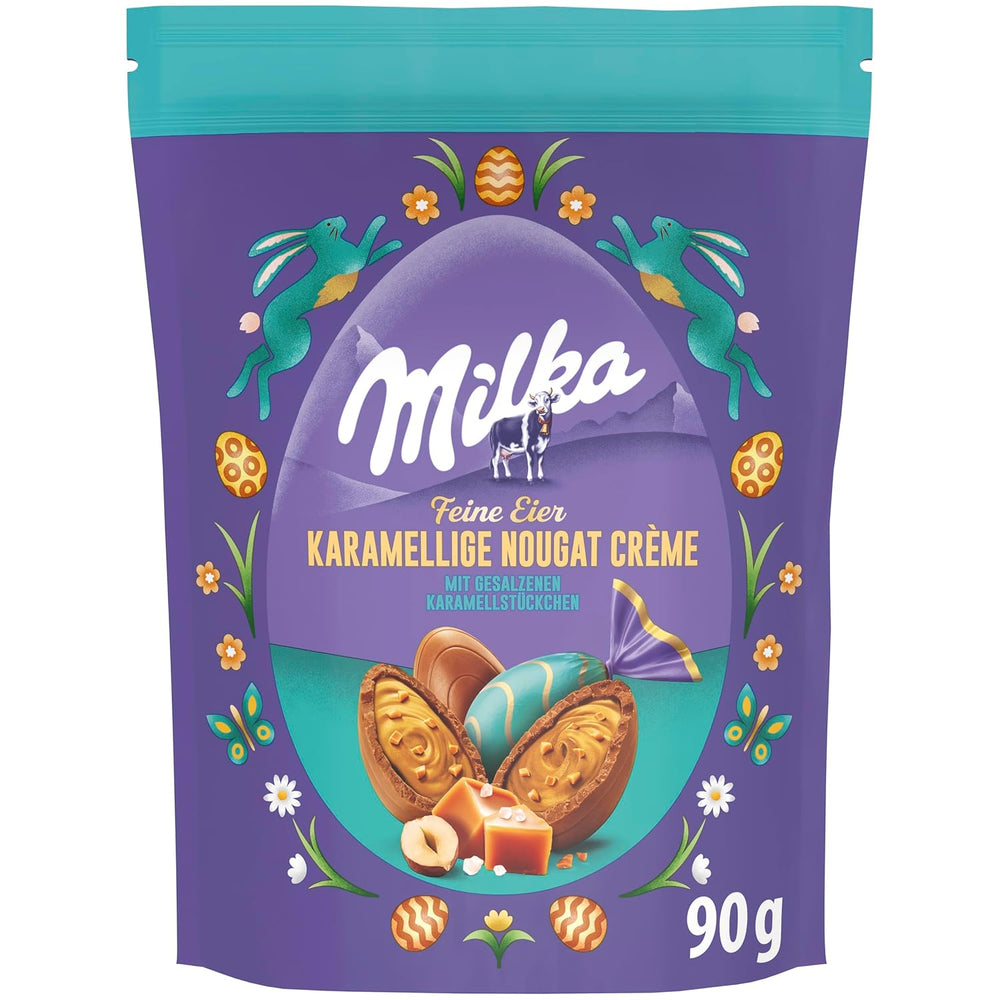 Milka finom tojás - karamellkrémmel és nugáttal és sós karamell darabokkal töltve - 90g