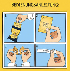 Cutie cu 20 de fursecuri cu ghinion | 20 de fursecuri cu o glumă, întrebare și răspuns într-un fursec cu ghinion, idee de cadou amuzant fabricat în Germania, pentru zile de naștere, petreceri de burlăcițe, sărbători în familie, Crăciun, Revelion