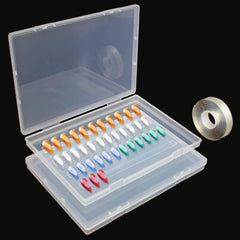 Cutie de depozitare pentru unghii artificiale cu 2 bucăți de bandă adezivă dublu adezivă de 30 cm, cutie transparentă dreptunghiulară, cutii de ambalare din plastic, recipient pentru vârfuri de unghii, unghii artificiale, 21,8 x 15,5 cm