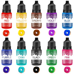Fettlösliche Lebensmittelfarbe - 10 Farben Ölbasis Lebensmittelfarben Für Schokolade, Süssigkeit, Kuchen, Backen, Macaron - Konzentrierte Food Coloring Für Tortendeko, Buttercream, Fondant - Je 10Ml Naty Shop