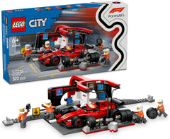 LEGO City F1 boxkiállás csapattal és Ferrari Speedsterrel - Forma 1 boxkiállás készlet 1 versenyzővel és 4 mechanikus minifigurával - Versenyautó játék fiúknak és lányoknak 6+ - 60443 Építőkészletek Beuche den LEGO-Store alapértelmezett cím