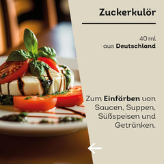 Küper Gourmet Caramel Colorant – 40 ml – Colorant alimentar lichid maro – Colorant caramel pentru sosuri, dressinguri sau sosuri dulci – Colorant zahăr închis