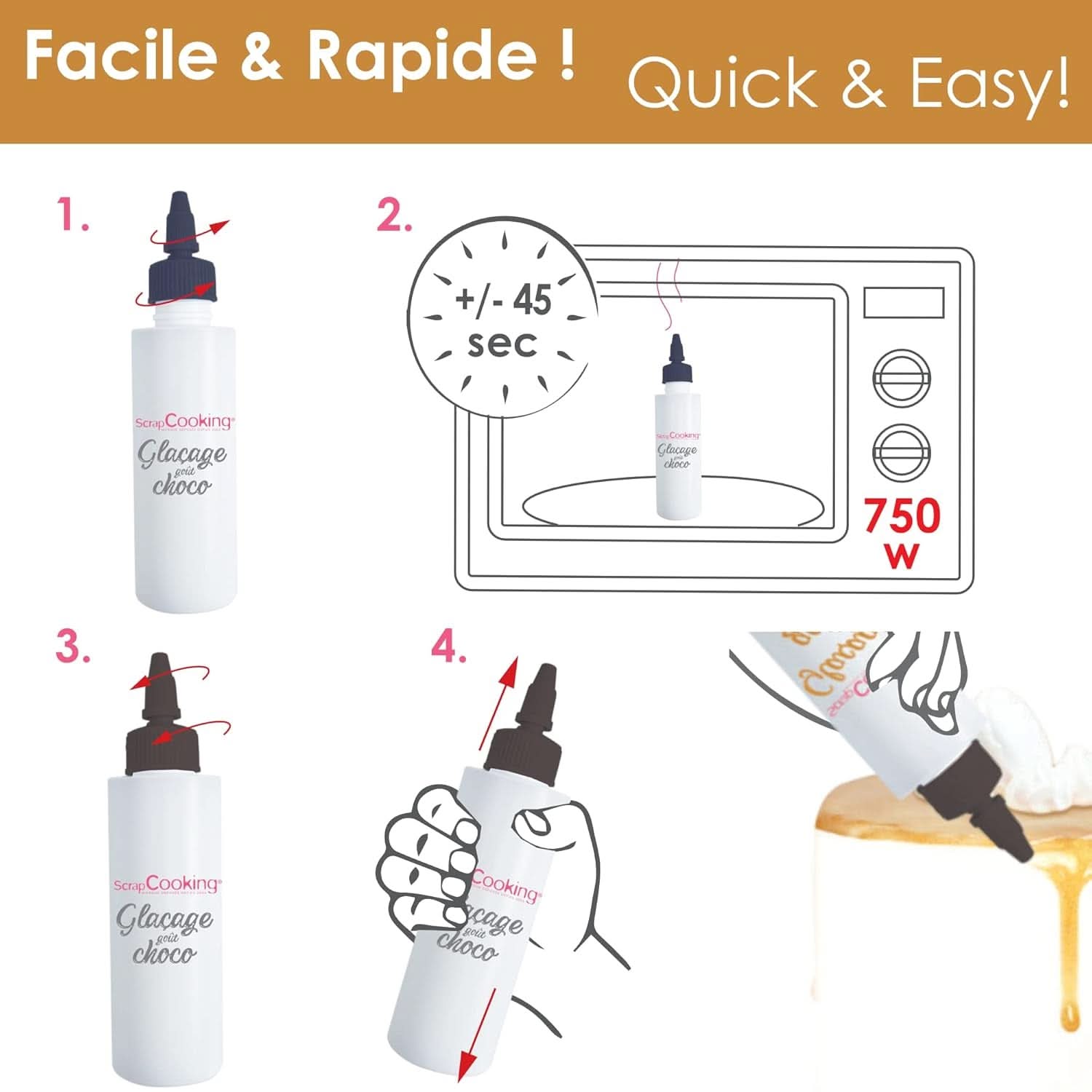 Scrapcooking, Glazura Drip Cake, 140 grame Glazuri si Decor Naty Shop