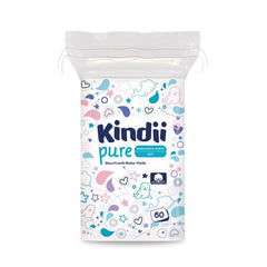 Kindii Pure Bababetétek - 100% pamut - Nagy, négyzet alakú betétek az érzékeny bőr számára - Helyettesíti a nedves törlőkendőket - Puha - Puha szélű Baby Wet Wipes Naty Shop