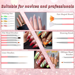 22-Teiliges Nagelkunstpinsel-Set, Nagelkunst-Werkzeugset Kunstharzpalette Nagelkunstmalerei Gemischte Farben Acryl-Silikon-Schnitzstift, Punktierstift-Werkzeug, Maniküre-Set