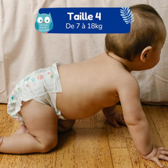 - 4-es pelenkaméret (7-18 kg) – érzékeny bőrre – természetes és nagyon nedvszívó – 12 órás szivárgásmentes – ohne unerwünschte Inhaltsstoffe – Franciaországban gyártott – 132 pelenka