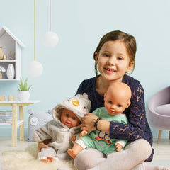 Heless 2181 - Romper for Puppen im Pinguin Pünktchen Design, aus Softvelours mit high quality Bestickung, Größe 35-45 cm