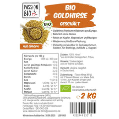 PassionBio bio arany köles 2 KG - visszazárható csomagolás