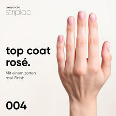 alessandro Striplac UV Top Coat Rosé - Fényes, karcálló körmök akár 15 napig - Használható színnel és szín nélkül is - Gyengéd eltávolítási technológia - Vegán - Rózsaszín, Átlátszó, 6,5 ml