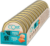 Wellness CORE 98% 12 x 85g, Pui și Somon – Hrană umedă pentru pisici, pate gros, fără cereale, naturală, hipoalergenică, bogată în proteine, conținut ridicat de carne
