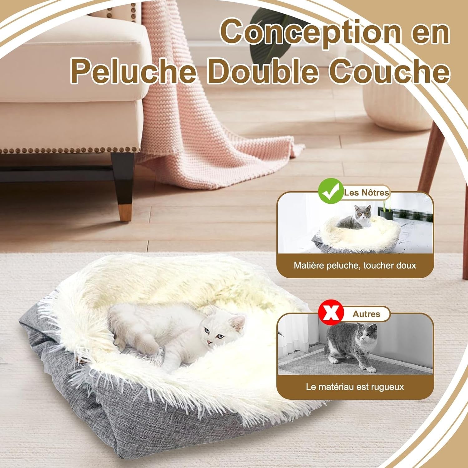 Pat pentru pisică, Pat pentru pisică, Pat pentru câine, Pisicuță, Pernă, Pernă pentru câine, Detașabilă, Lavabilă, Covoraș pentru pisică pentru dormit (15,7 x 10,2 x 5,1 inci)