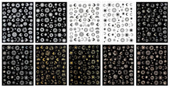 JMEOWIO Nagelsticker Mond Stern Sonne 10 Blatt Nail Art Sticker Selbstklebend Nagelaufkleber Bunt Dekoration Nageldesign Zubehör