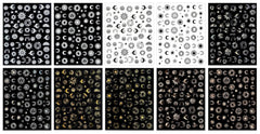 JMEOWIO Nagelsticker Mond Stern Sonne 10 Blatt Nail Art Sticker Selbstklebend Nagelaufkleber Bunt Dekoration Nageldesign Zubehör