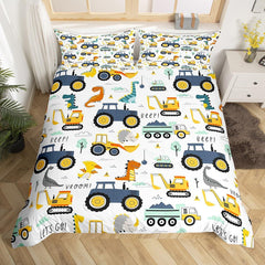 Jungen Cartoon Cartoon ágyneműkészlet 135X200,Kinder Bau Fahrzeuge Tröster Abdeckung Für Kind Kleinkind Teens,Dinosaurier Bettbezug,Traktor Maschinerie Bagger Bettdecke Abdeckung,Lkw Autos Bettdecke Naty Shop