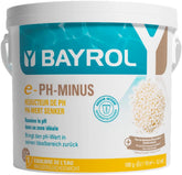 BAYROL e-pH-Minus granulátum 6 kg - gyorsan és hatékonyan csökkenti a túl magas pH-értéket a medencékben - könnyen adagolható közvetlenül a vízbe - tartalmaz adagolópoharat - pH-csökkentőt - pH beállítást medencékhez