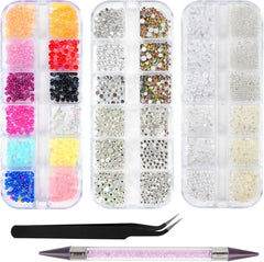 Harz Strasssteine 4200Pcs Strass Kristalle 1Mm-5Mm Gemischte Kinder Bastelsachen Kit Mit Strass Mit Picking Pinzette Und Stift Für DIY Nägel Kleidung Kunsthandwerk Gemischt Becher Party (A)