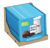 Ritter Sport 250 g alpesi tejcsokoládé, A legfinomabb teljes tejcsokoládé krémes ízzel, Klasszikus csokoládé, ossza meg barátaival, 11 tábla x 250 g