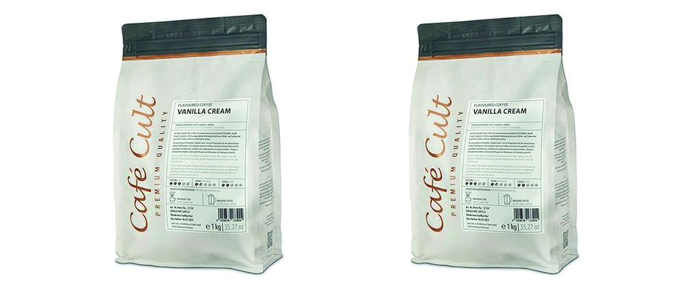 2 kg ® cafea „Cremă de vanilie” într-un plic de 1 kg, cu aromă de boabe întregi = 2 x 1 kg